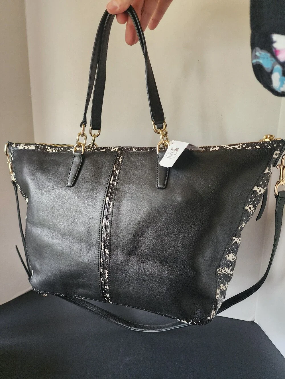 ✨️NWT✨️ Coach Bleecker Cooper 2Way Zip Top Tote, Black & White, 2013, $518 MSRP